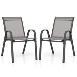 Set Of 2 Patio Chairs Outdoor Garden Stackable Metal Dining Accent Chair - thumbnail 3