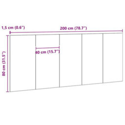 Berkfield Bed Headboard Black Oak 200X1,5X80 Cm Engineered Wood - thumbnail 9