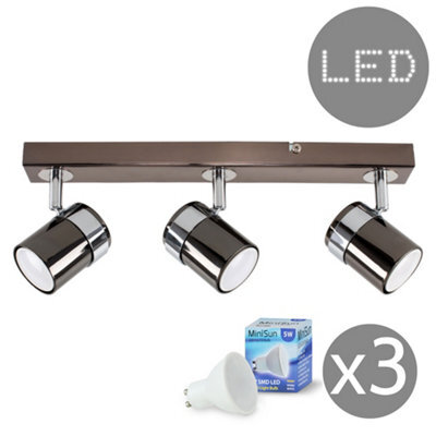 Valuelights Rosie Black Ceiling Bar Spotlight And Gu10 Spotlight Led 5W Warm White 3000K Bulbs - image 1