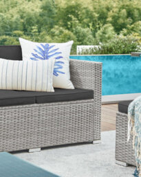 Songmics Garden Furniture Set, Pe Rattan Patio Furniture Set, Outdoor Corner Sofa Couch, With Cushions And Glass Table, Grey - thumbnail 6