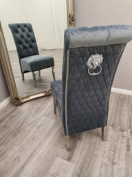 Stratus Interiors Emma Tall Dining Chair In Light Pink Velvet - Premium Upholstered Lion Knocker Design - thumbnail 8