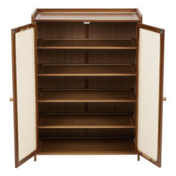 Living And Home Durable Bamboo Shoe Cabinet With Doors For Home Entryway Use - thumbnail 4