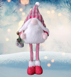 Premier Decorations Limited Red Light Up Christmas Gnome Standing Festive Plush Decoration With Bells 68Cm - thumbnail 2