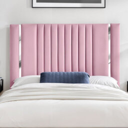 UKBEDFURNITURE Valencia Pink Plush Valvet Upholstered Bed Frame - Slatted Base With 10 Inch Orthopedic Mattress - 48 Inch Headboard - thumbnail 2