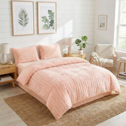 Darphe 3Pcs Pink King Size Warm Polyester Duvet Cover Pillowcase Set - thumbnail 2