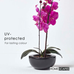 Homescapes Artificial Cerise Pink Handcrafted Oriental Style Orchids In Black Bowl, 54 Cm - thumbnail 5