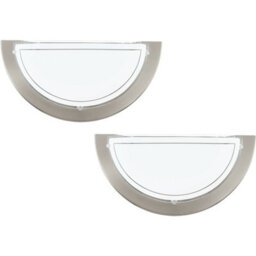 Elegant 2 Pack Satin Nickel Wall Lights With Clear Glass Shade - thumbnail 1