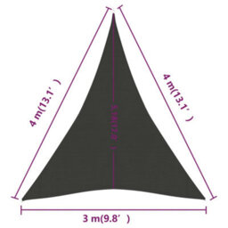 Berkfield Sunshade Sail 160 G/m2 Anthracite 3X4X4 M Hdpe - thumbnail 6
