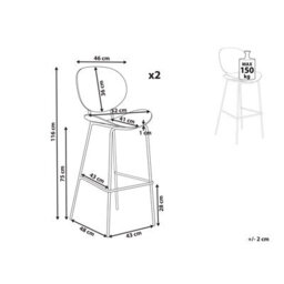 Wyld And Coco Nordicnest Set Of 2 Bar Chairs Black Polypropylene Seat Powder-Coated Iron Legs - thumbnail 5