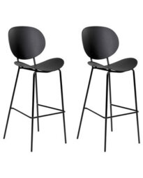 Wyld And Coco Nordicnest Set Of 2 Bar Chairs Black Polypropylene Seat Powder-Coated Iron Legs - thumbnail 3