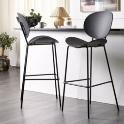 Wyld And Coco Nordicnest Set Of 2 Bar Chairs Black Polypropylene Seat Powder-Coated Iron Legs - thumbnail 2