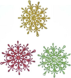 Shatchi 3Pcs Glitter Snowflake Christmas Tree Decoration Xmas Party Hanging Ornament, Multi - thumbnail 2