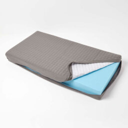 Homescapes Grey Quilted Cotton 2 Seater Orthopaedic Booster Cushion Cover - thumbnail 1