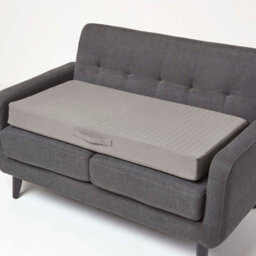 Homescapes Grey Quilted Cotton 2 Seater Orthopaedic Booster Cushion Cover - thumbnail 2