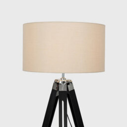 Valuelights Clipper Modern Black Wood And Silver Chrome Tripod Floor Lamp With Beige Shade - thumbnail 3