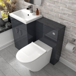 Nes Home Dark Grey Vanity Basin Cabinet, Wc Unit & Rimless Toilet - thumbnail 4