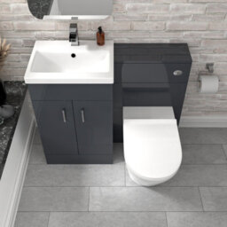 Nes Home Dark Grey Vanity Basin Cabinet, Wc Unit & Rimless Toilet - thumbnail 3