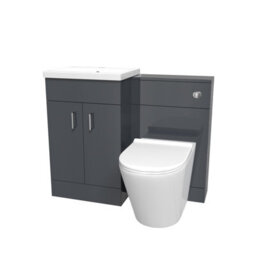 Nes Home Dark Grey Vanity Basin Cabinet, Wc Unit & Rimless Toilet - thumbnail 6