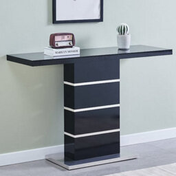 Furniture in Fashion Parini High Gloss Console Table In Black With Glass Top