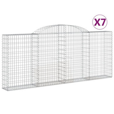 Berkfield Durable Arched Gabion Baskets 7 Pcs 300X30X120/140 Cm Galvanised Iron - image 1