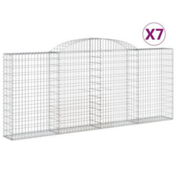 Berkfield Durable Arched Gabion Baskets 7 Pcs 300X30X120/140 Cm Galvanised Iron - thumbnail 1