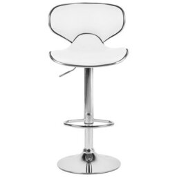 Beliani Glamour Bar Chairs Set Of 2 White Faux Leather Swivel Gas-Lift Stools - Adjustable Height, Iron Base - thumbnail 1