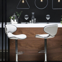 Beliani Glamour Bar Chairs Set Of 2 White Faux Leather Swivel Gas-Lift Stools - Adjustable Height, Iron Base - thumbnail 2