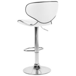 Beliani Glamour Bar Chairs Set Of 2 White Faux Leather Swivel Gas-Lift Stools - Adjustable Height, Iron Base - thumbnail 6