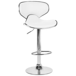 Beliani Glamour Bar Chairs Set Of 2 White Faux Leather Swivel Gas-Lift Stools - Adjustable Height, Iron Base - thumbnail 4