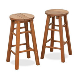 Walplus Furinno Tioman Outdoor Hardwood Promo Arch Bar Stool, Set Of 2, Natural