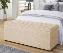 137Cm Chesterfield Ottoman Storage Box -Upholstered Blanket Box - Cream Naple Ottoman Bench - thumbnail 1