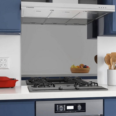 Belofay Grey Tempered Glass Mirror Splashback For Kitchen 6mm, Heat Resistant Splashbacks For Cookers (60X70Cm) - image 1