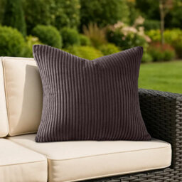 Ameha Stripe Velvet Coffee Cushion Cover 18X18 Inch Set Of 2, Soft Breathable Hypoallergenic Zip Closure - thumbnail 3