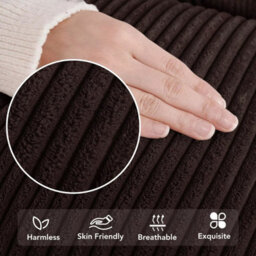 Ameha Stripe Velvet Coffee Cushion Cover 18X18 Inch Set Of 2, Soft Breathable Hypoallergenic Zip Closure - thumbnail 5