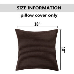 Ameha Stripe Velvet Coffee Cushion Cover 18X18 Inch Set Of 2, Soft Breathable Hypoallergenic Zip Closure - thumbnail 8