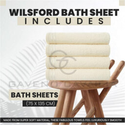 Gc Gaveno Cavailia 4 Pack Wilsford Supreme Bath Sheet Cream Highly Absorbent Egyptian Cotton Towel Set - thumbnail 2