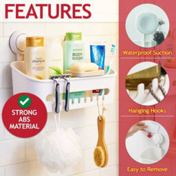 Spares2Go Shower Caddy Shelf Large Capacity Mounted Bathroom Kitchen Hanging Basket Organiser With Drill-Free Vacuum Suction Cups - thumbnail 7