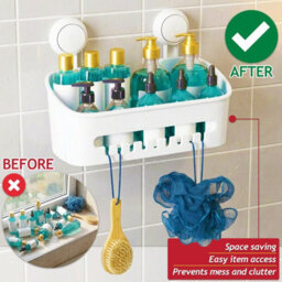 Spares2Go Shower Caddy Shelf Large Capacity Mounted Bathroom Kitchen Hanging Basket Organiser With Drill-Free Vacuum Suction Cups - thumbnail 8