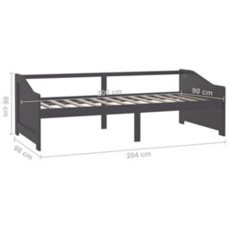 Berkfield 3-Seater Day Bed Dark Grey Solid Pinewood 90X200 Cm - thumbnail 8