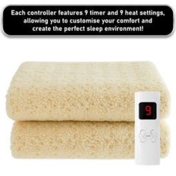 Sweet Dreams Single Size Electric Heated Blanket Mattress Soft Fleece Throw 9 Heat And 9 Timer Settings Dual Controller Washable - thumbnail 2