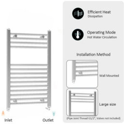 ARKO BATHROOM Arko Towel Radiator, Heated Towel Rails,wall Mounted Ladder Radiators 500X800mm,chrome - thumbnail 5