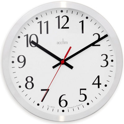 Acctim Javik Wall Clock Quartz Spun Metal Easy Read Arabic Numbers Aluminium 25Cm - image 1