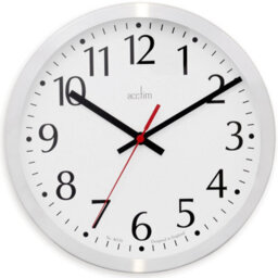 Acctim Javik Wall Clock Quartz Spun Metal Easy Read Arabic Numbers Aluminium 25Cm - thumbnail 1