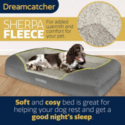 Dreamcatcher Grey Large Plus Dog Bed Orthopaedic Shredded Memory Foam, Fleece Sleeping Area, Non Slip Base, Washable Cover - thumbnail 3
