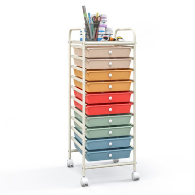 Costway 10 Drawers Storage Trolley Mobile Rolling Utility Cart Home Office Organizer - image 1
