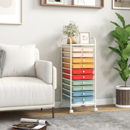 Costway 10 Drawers Storage Trolley Mobile Rolling Utility Cart Home Office Organizer - thumbnail 3