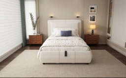 Btm 3Ft Single Upholstered Velvet Hydraulic Bed With Storage Removable Soft Headboard Beige - thumbnail 7