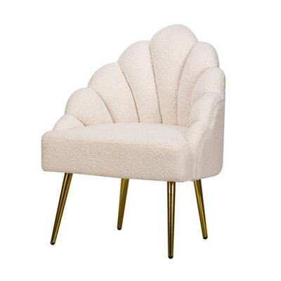 Nordlys White Bouclé And Metal Lounge Chair Vintage Style Living Room - image 1