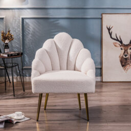 Nordlys White Bouclé And Metal Lounge Chair Vintage Style Living Room - thumbnail 3