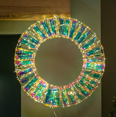Samuel Alexander 45Cm Light Up Iridescent Dream Christmas Wreath With 600 Warm White Leds - image 1